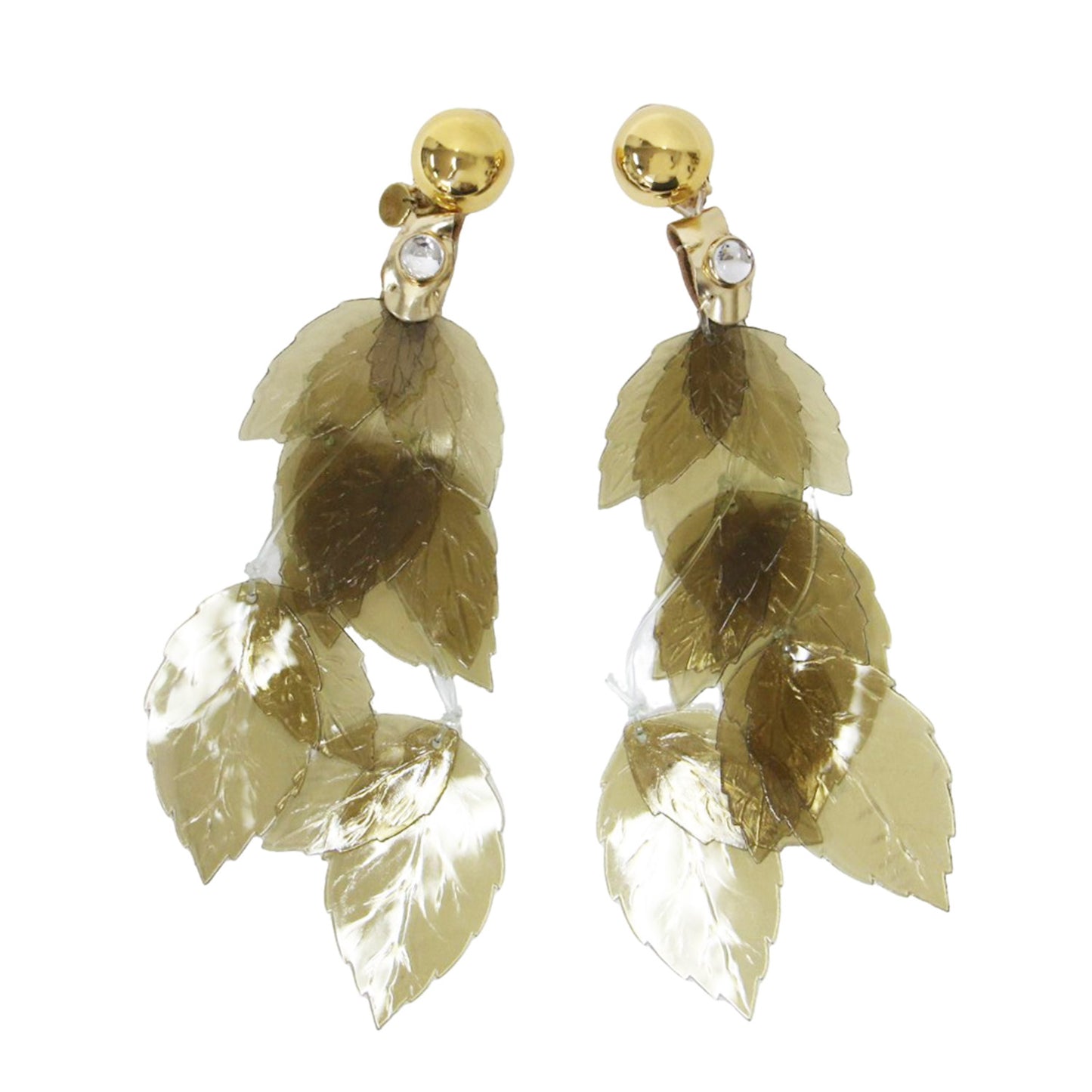 ガラス リーフ イヤリング / glass leaf earring 両耳用 クリア 塩化ビニール
