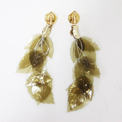 ガラス リーフ イヤリング / glass leaf earring 両耳用 クリア 塩化ビニール