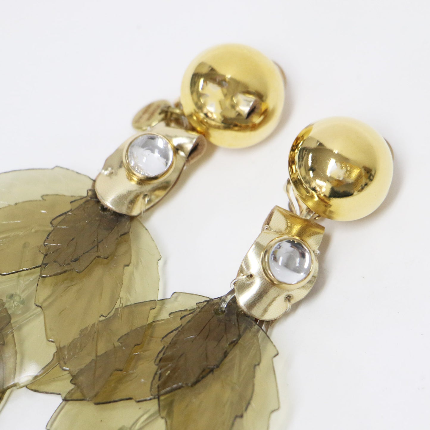 ガラス リーフ イヤリング / glass leaf earring 両耳用 クリア 塩化ビニール