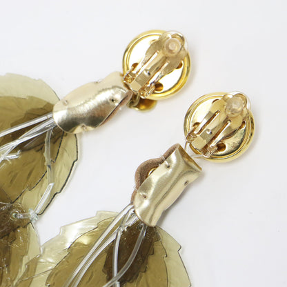 ガラス リーフ イヤリング / glass leaf earring 両耳用 クリア 塩化ビニール