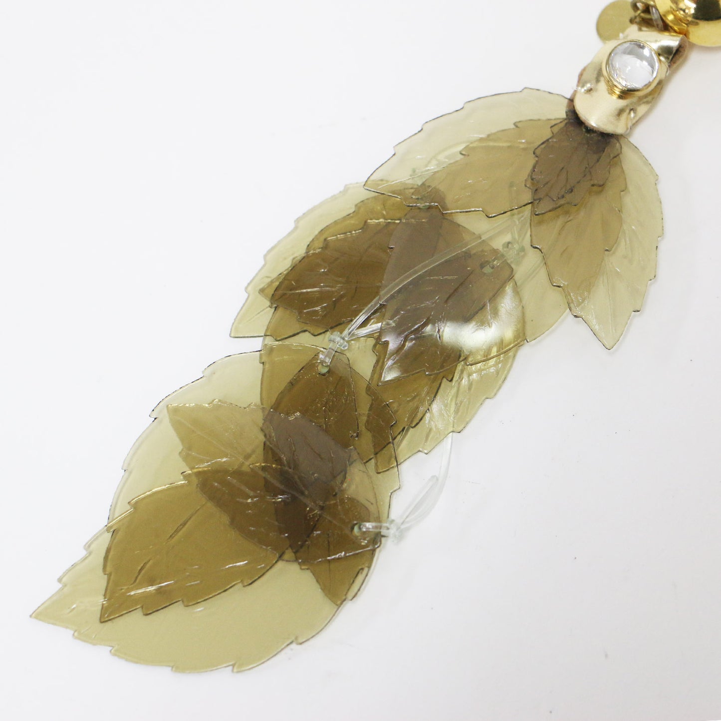ガラス リーフ イヤリング / glass leaf earring 両耳用 クリア 塩化ビニール