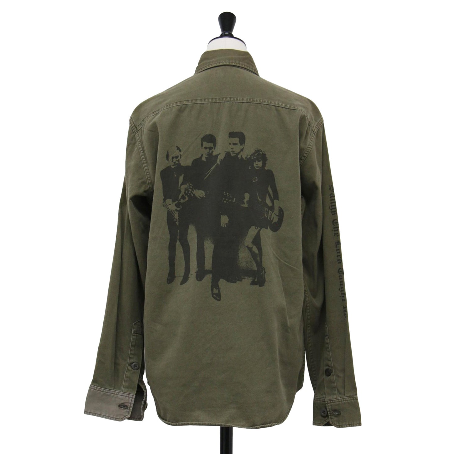 ザ クランプス プリント 長袖 ミリタリー シャツ / THE CRAMPS レギュラーカラー フォト ロゴ コットン