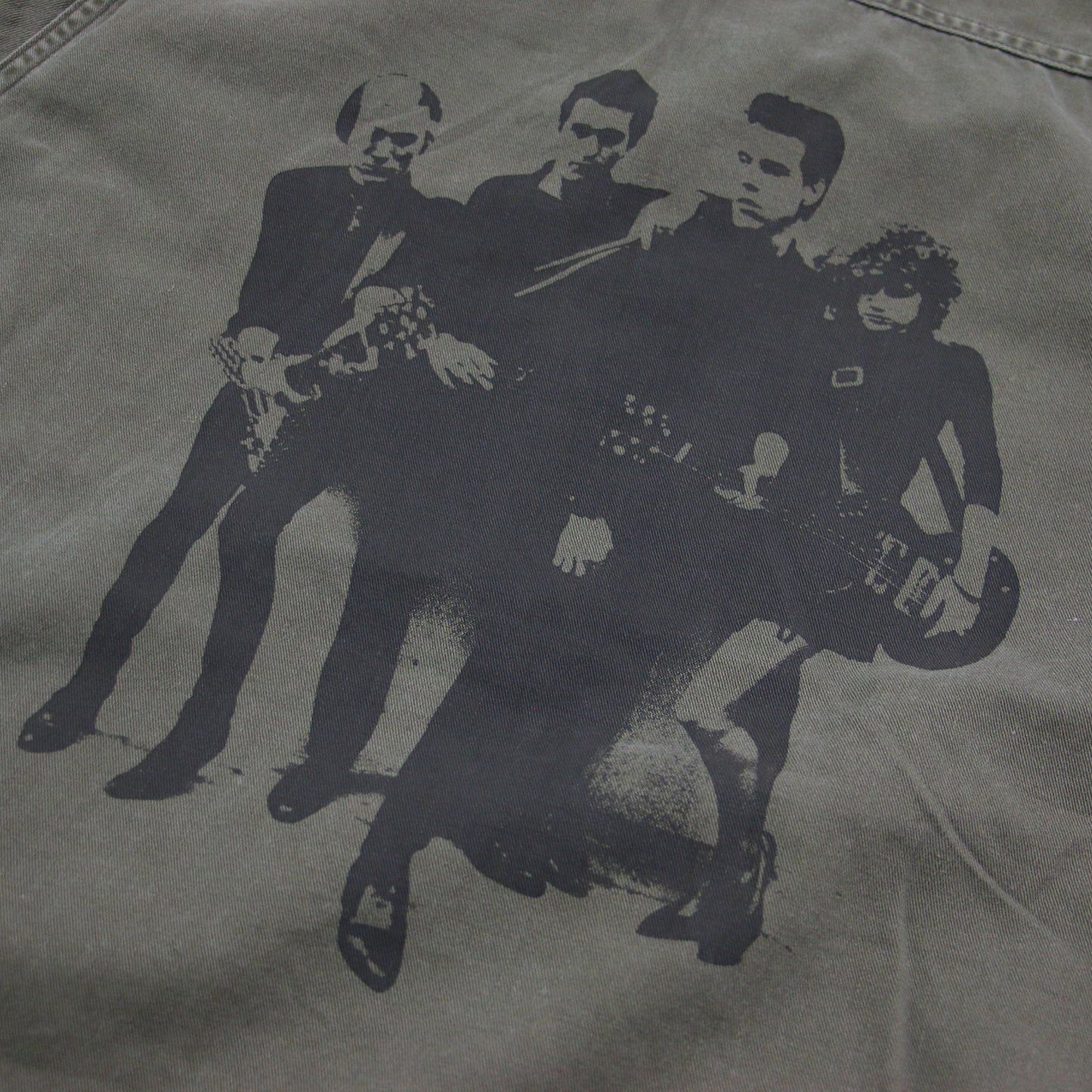 ザ クランプス プリント 長袖 ミリタリー シャツ / THE CRAMPS レギュラーカラー フォト ロゴ コットン