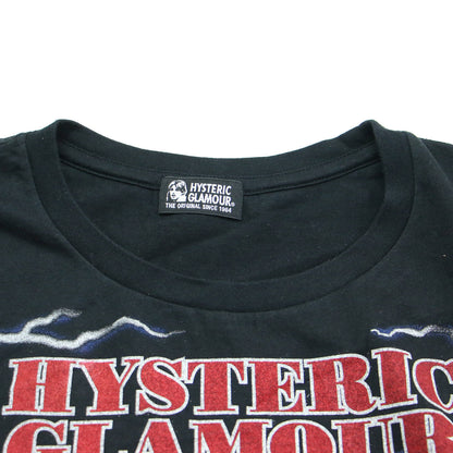 花柄 シフォン ドッキング Tシャツ / THUNDER MOUNTAIN カットソー 半袖 クルーネック パフスリーブ ロゴ グラフィック プリント