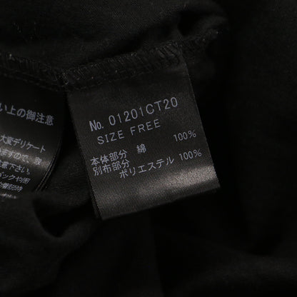 花柄 シフォン ドッキング Tシャツ / THUNDER MOUNTAIN カットソー 半袖 クルーネック パフスリーブ ロゴ グラフィック プリント