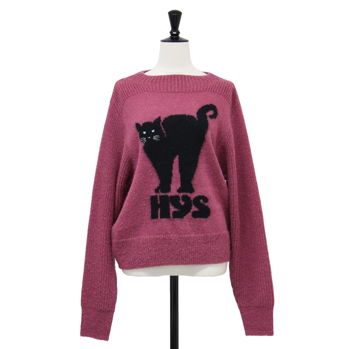 ブラック キャット ジャガード セーター / BLACK CAT ニット 長袖 ボトルネック ウール モヘヤ