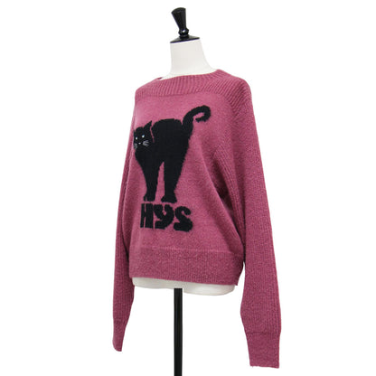 ブラック キャット ジャガード セーター / BLACK CAT ニット 長袖 ボトルネック ウール モヘヤ