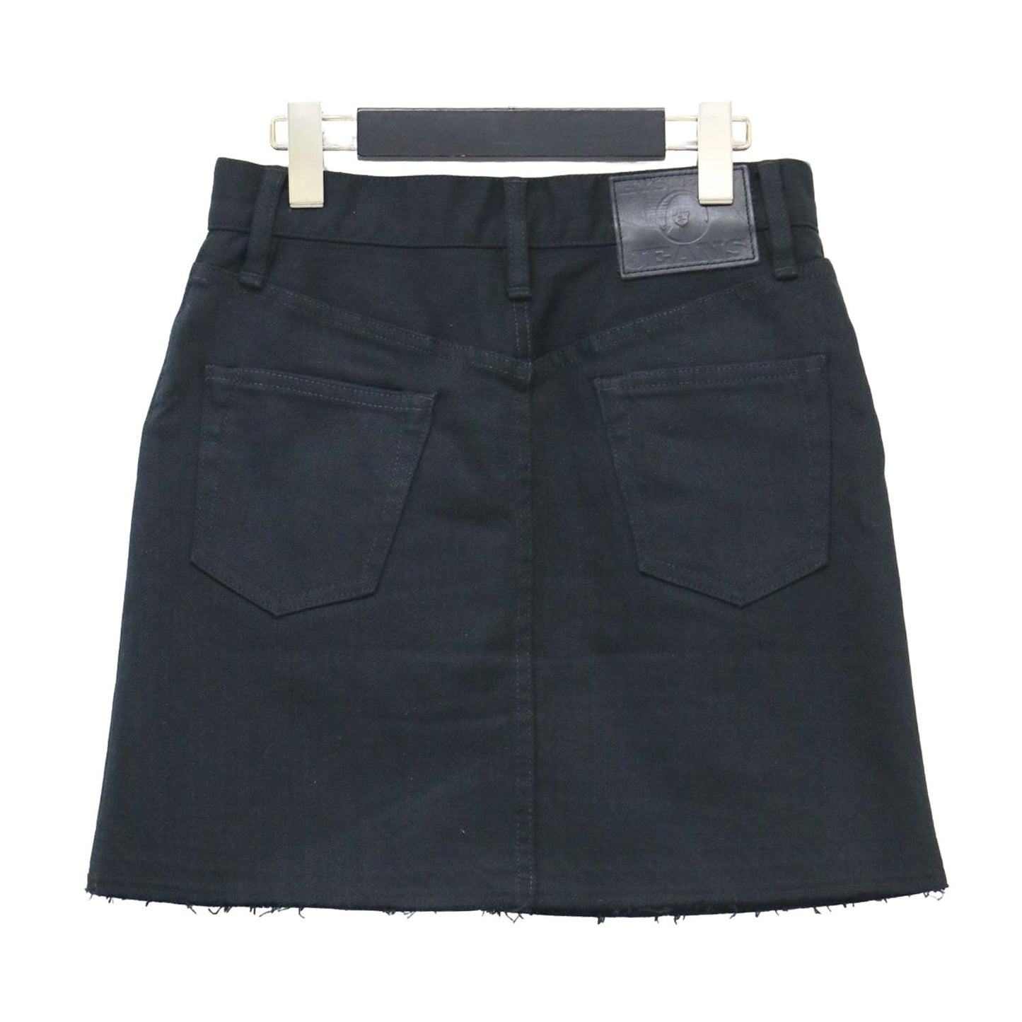 ストレッチ デニム Aライン ミニ スカート / スタッズ カットオフ コットン