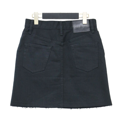 ストレッチ デニム Aライン ミニ スカート / スタッズ カットオフ コットン