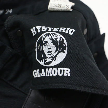 ストレッチ デニム Aライン ミニ スカート / スタッズ カットオフ コットン