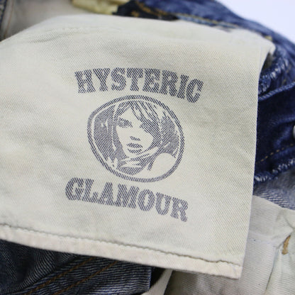 スタッズ付き デニム ショートパンツ / ローライズ カットオフ