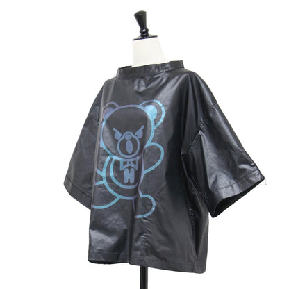 20秋冬 ベア プリント プルオーバー ブラウス / 五分袖 ボトルネック ワイド エステルツイル