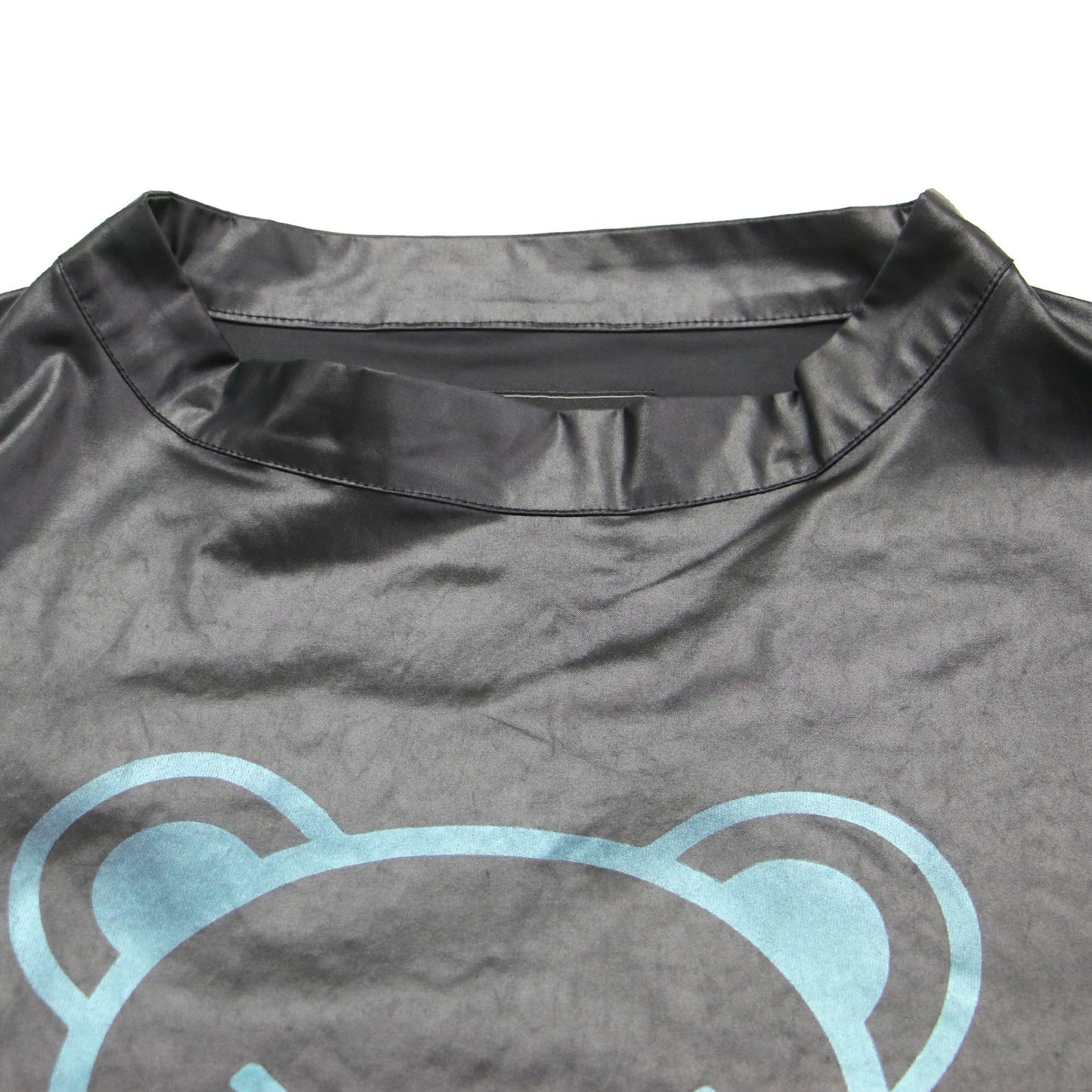 20秋冬 ベア プリント プルオーバー ブラウス / 五分袖 ボトルネック ワイド エステルツイル