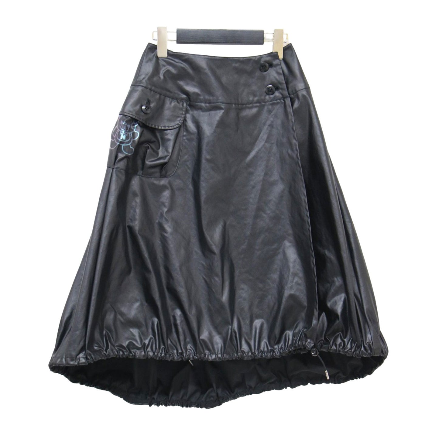 ベア プリント ラップ スカート / ミディ丈 バルーン Aライン アシンメトリー エステルツイル