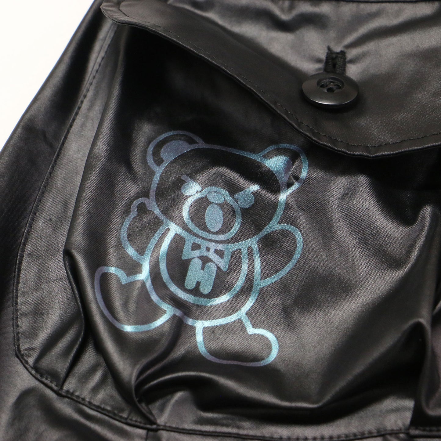 ベア プリント ラップ スカート / ミディ丈 バルーン Aライン アシンメトリー エステルツイル