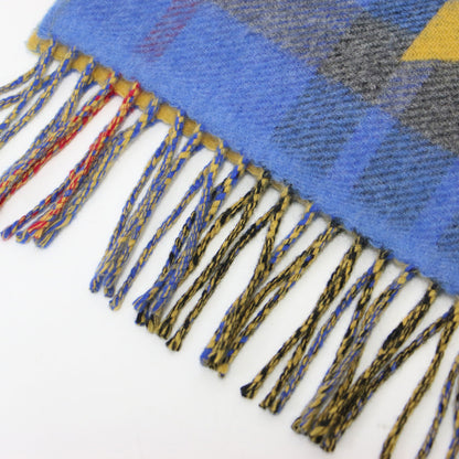 × BEGG&CO 別注 22秋冬 ラムウール カシミヤ チェック柄 ロゴ マフラー / CIRCLE LOGO リバーシブル フリンジ