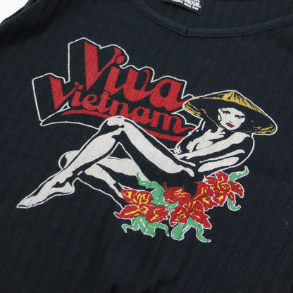VIVA VIERNAM キャミソール / カットソー Vネック ガール ロゴ プリント コットン