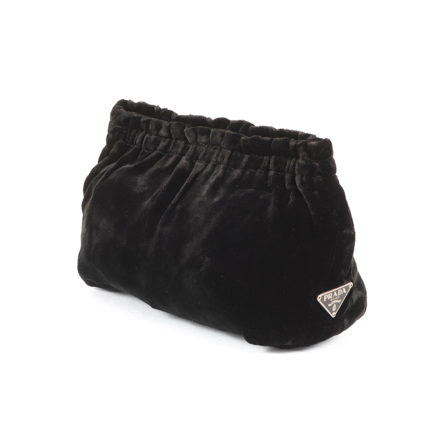 ベルベット ポーチ / 小物入れ ギャザー トライアングルロゴ ギャザー ファブリック ヴィンテージ