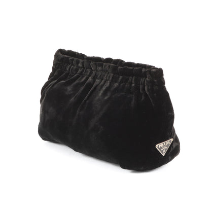 ベルベット ポーチ / 小物入れ ギャザー トライアングルロゴ ギャザー ファブリック ヴィンテージ