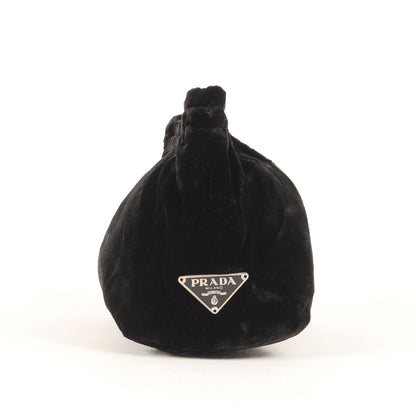 ベルベット ポーチ / 小物入れ ギャザー トライアングルロゴ ギャザー ファブリック ヴィンテージ