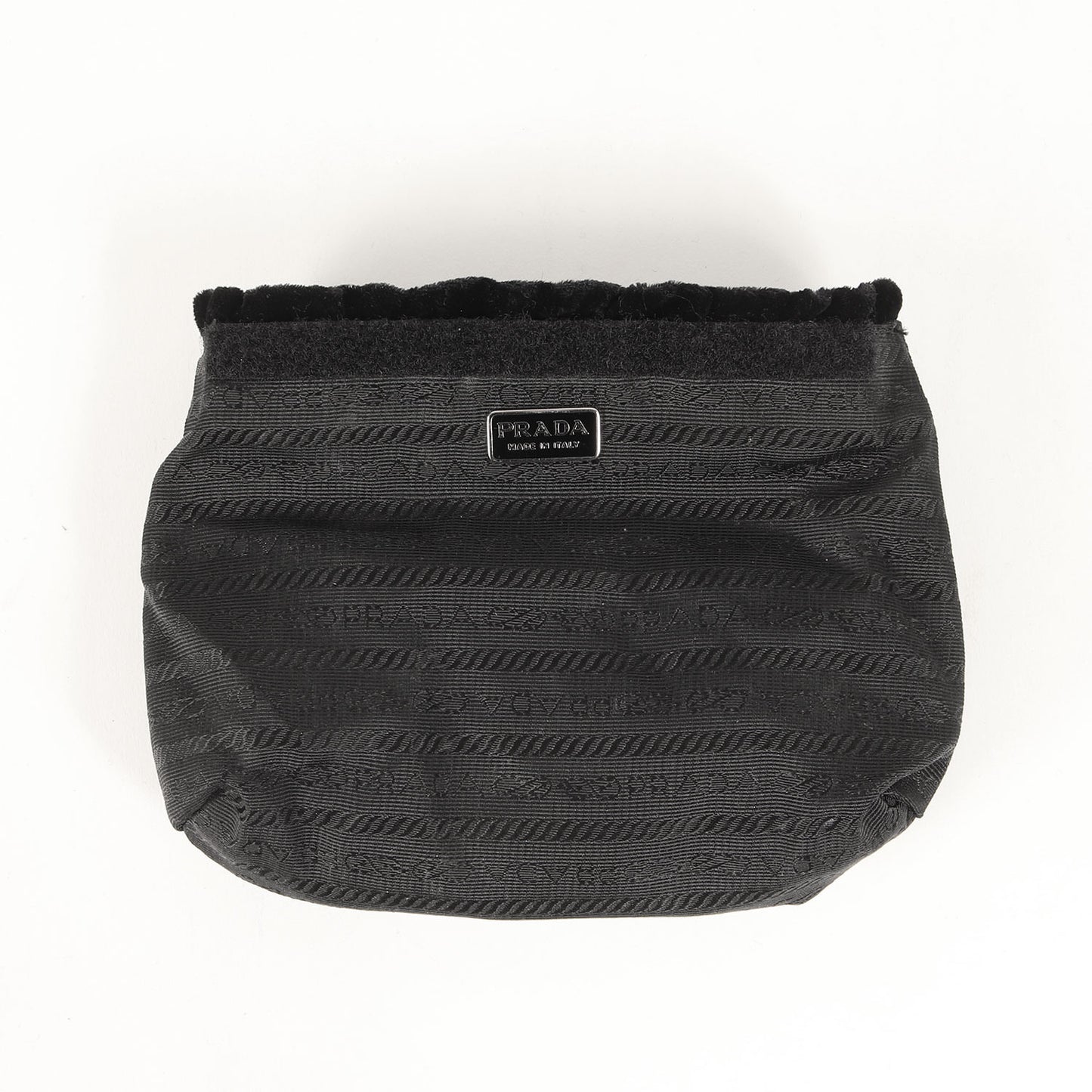 ベルベット ポーチ / 小物入れ ギャザー トライアングルロゴ ギャザー ファブリック ヴィンテージ