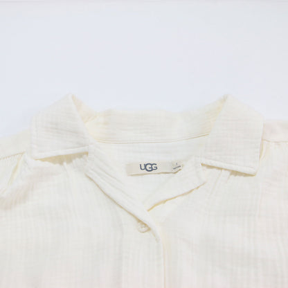 23春夏 コットン ガーゼ シャツ ワンピース / Anthea Dress ロング 長袖 オープンカラー ウエストベルト