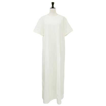 24春夏 バック スリット ワンピース / カットソーワンピース マキシ丈 半袖 クルーネック コットン