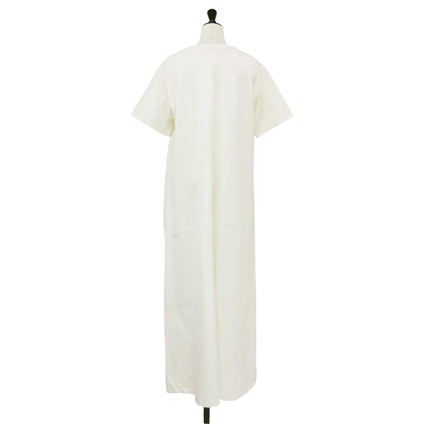 24春夏 バック スリット ワンピース / カットソーワンピース マキシ丈 半袖 クルーネック コットン