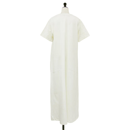 24春夏 バック スリット ワンピース / カットソーワンピース マキシ丈 半袖 クルーネック コットン