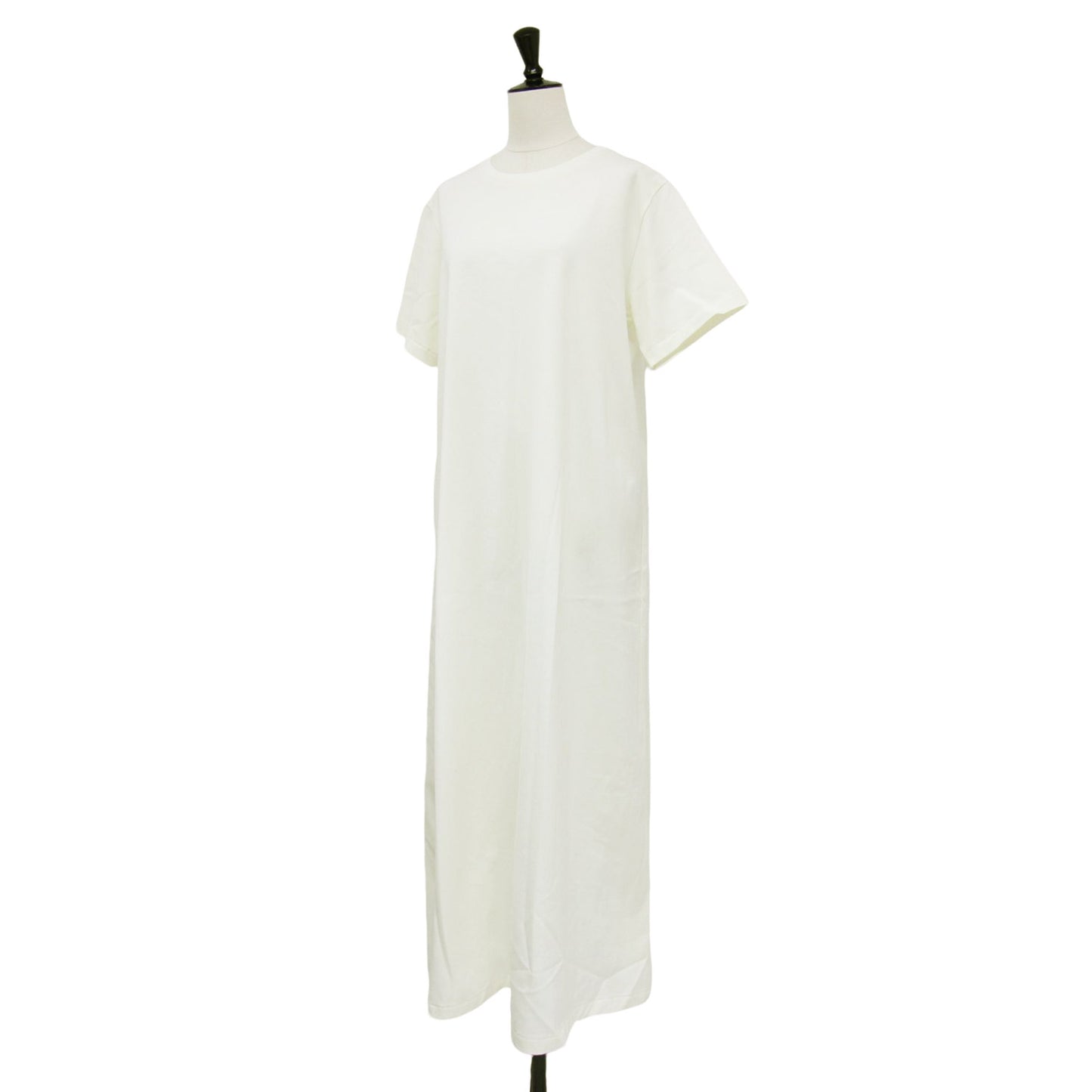 24春夏 バック スリット ワンピース / カットソーワンピース マキシ丈 半袖 クルーネック コットン