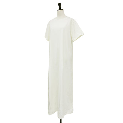 24春夏 バック スリット ワンピース / カットソーワンピース マキシ丈 半袖 クルーネック コットン