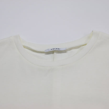 24春夏 バック スリット ワンピース / カットソーワンピース マキシ丈 半袖 クルーネック コットン