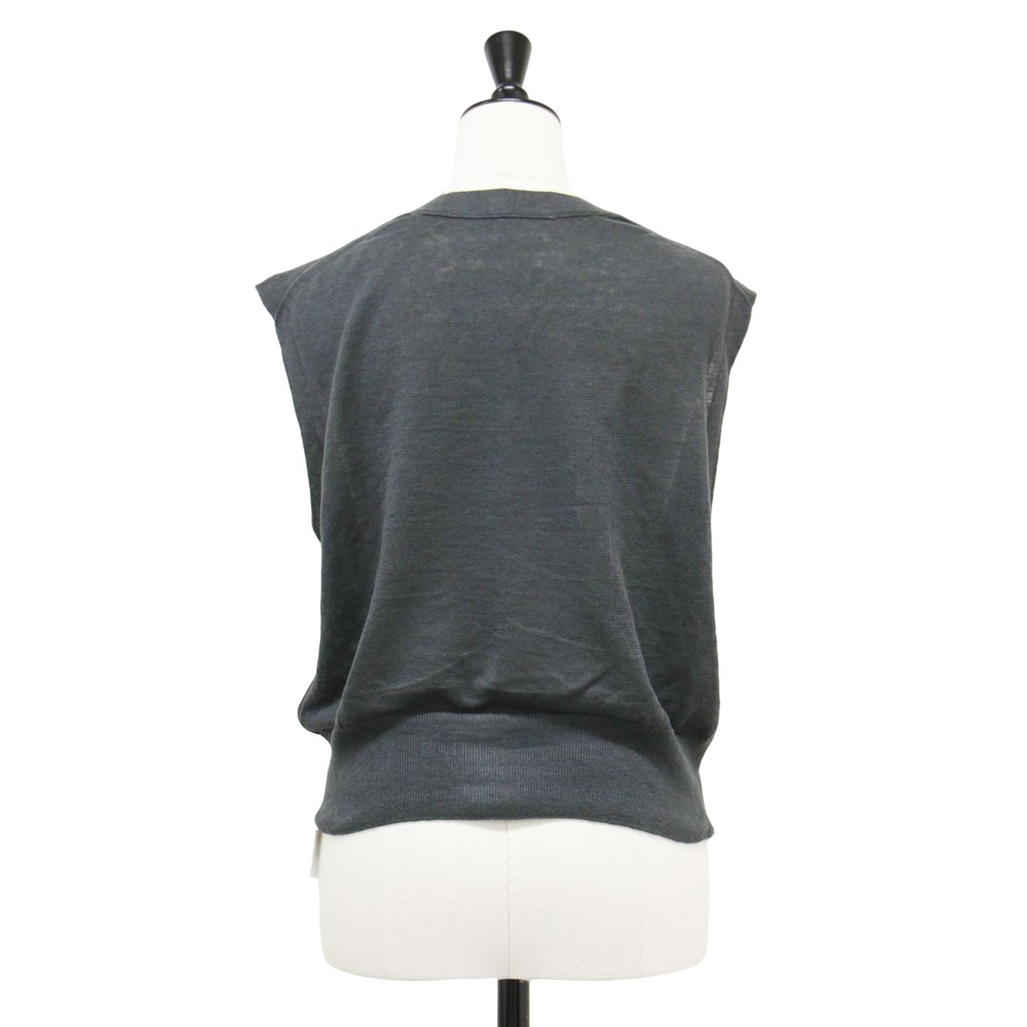 23春夏 プレーン リネン Vネック ベスト / ニット ジレ ショート丈 2WAY