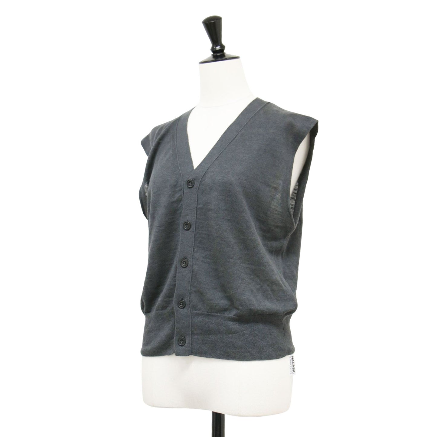 23春夏 プレーン リネン Vネック ベスト / ニット ジレ ショート丈 2WAY