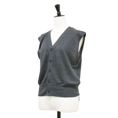 23春夏 プレーン リネン Vネック ベスト / ニット ジレ ショート丈 2WAY