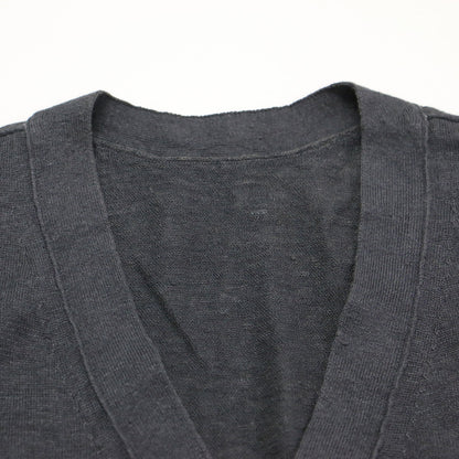 23春夏 プレーン リネン Vネック ベスト / ニット ジレ ショート丈 2WAY