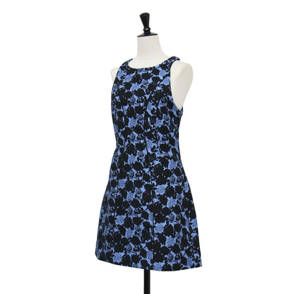 24春夏 フラワー ジャガード ミニ ワンピース / ドレス アメリカンスリーブ 花柄