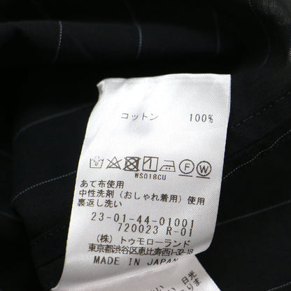 24秋冬 ボイルコットン ドロップショルダー Tシャツ / ブラウス フレンチスリーブ ボートネック シアー ストライプ