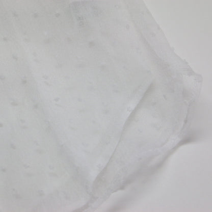 24春夏 ドット チュール オーガンジー ブラウス / シャツ 7分袖 ノーカラー パフスリーブ シアー