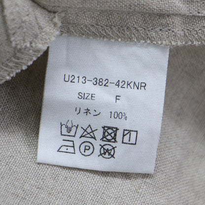 シャトルリネン バンドカラー ワンピース / ロング丈 長袖 ノーカラー ドロップショルダー ワイドシルエット