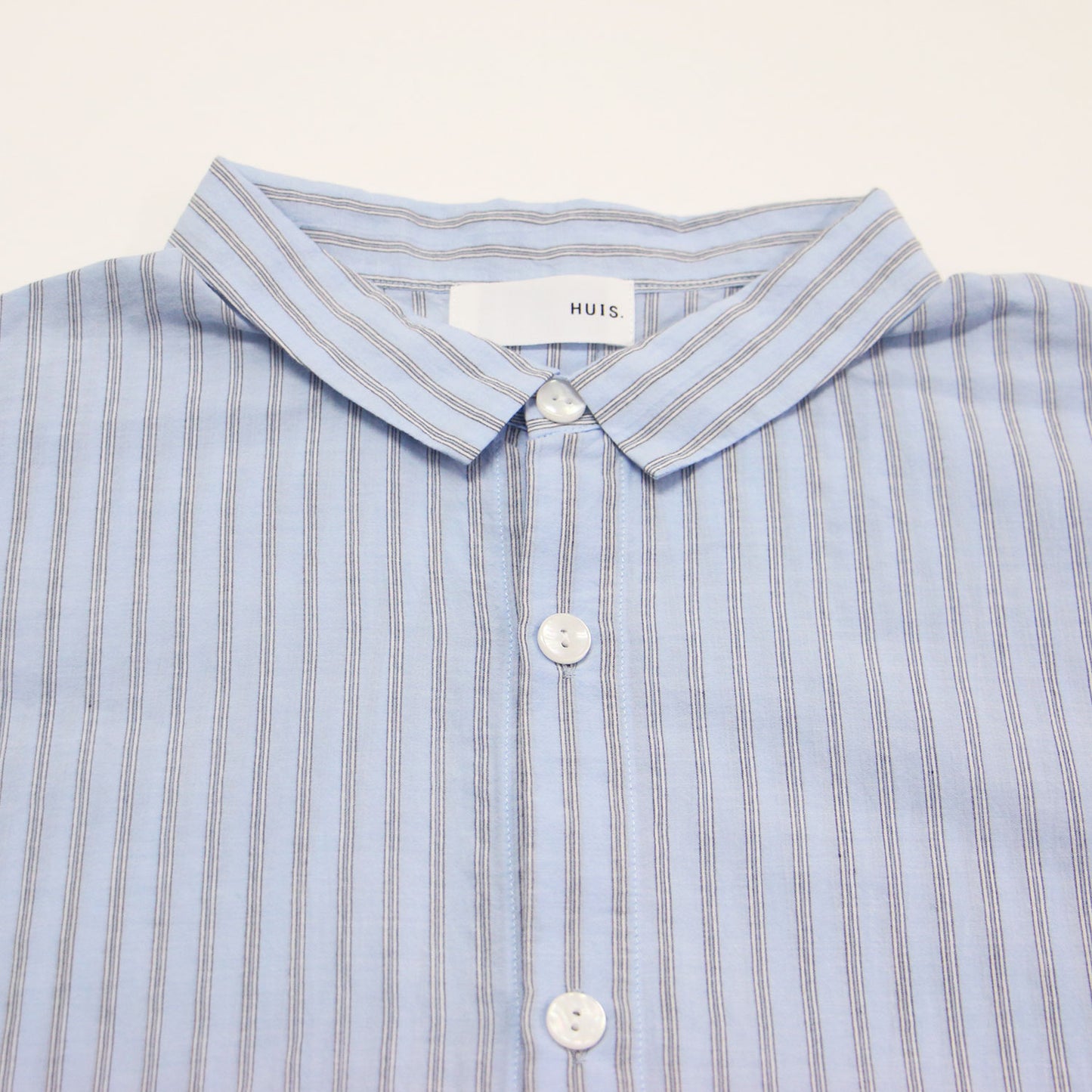 ゆるふわ コットン ショート スリーブ ロング シャツ / ワンピース 五分袖 スリット ストライプ