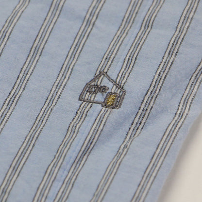 ゆるふわ コットン ショート スリーブ ロング シャツ / ワンピース 五分袖 スリット ストライプ