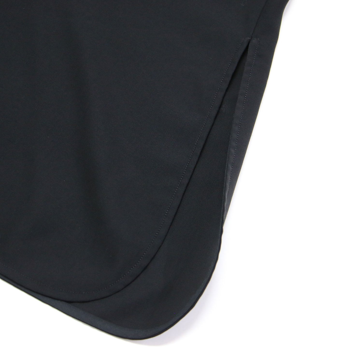 ツイル ビック シルエットドレス / ワンピース 七分袖 ロング バンドカラー スリット