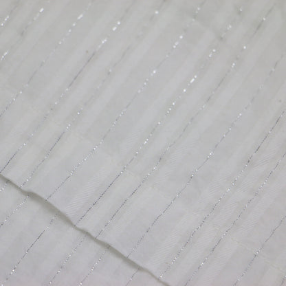 24春夏 ラメ ストライプ チュニック ブラウス / プルオーバー 長袖 スキッパー タッセル リボン スリット コットン