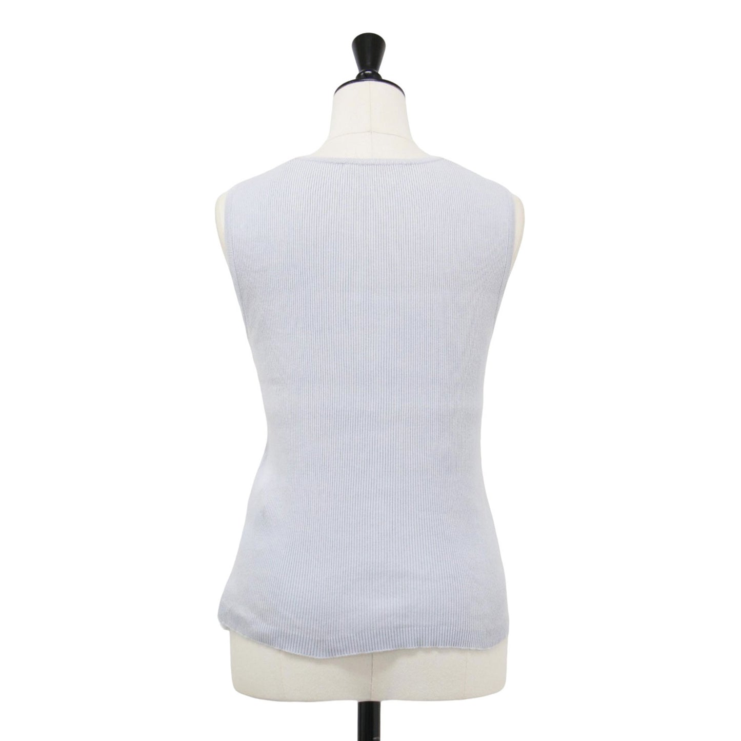 ハイゲージ ノースリーブ リブ ニット / HIGH GAUGE RIB KNIT SLEEVELESS タンクトップ クルーネック コットン