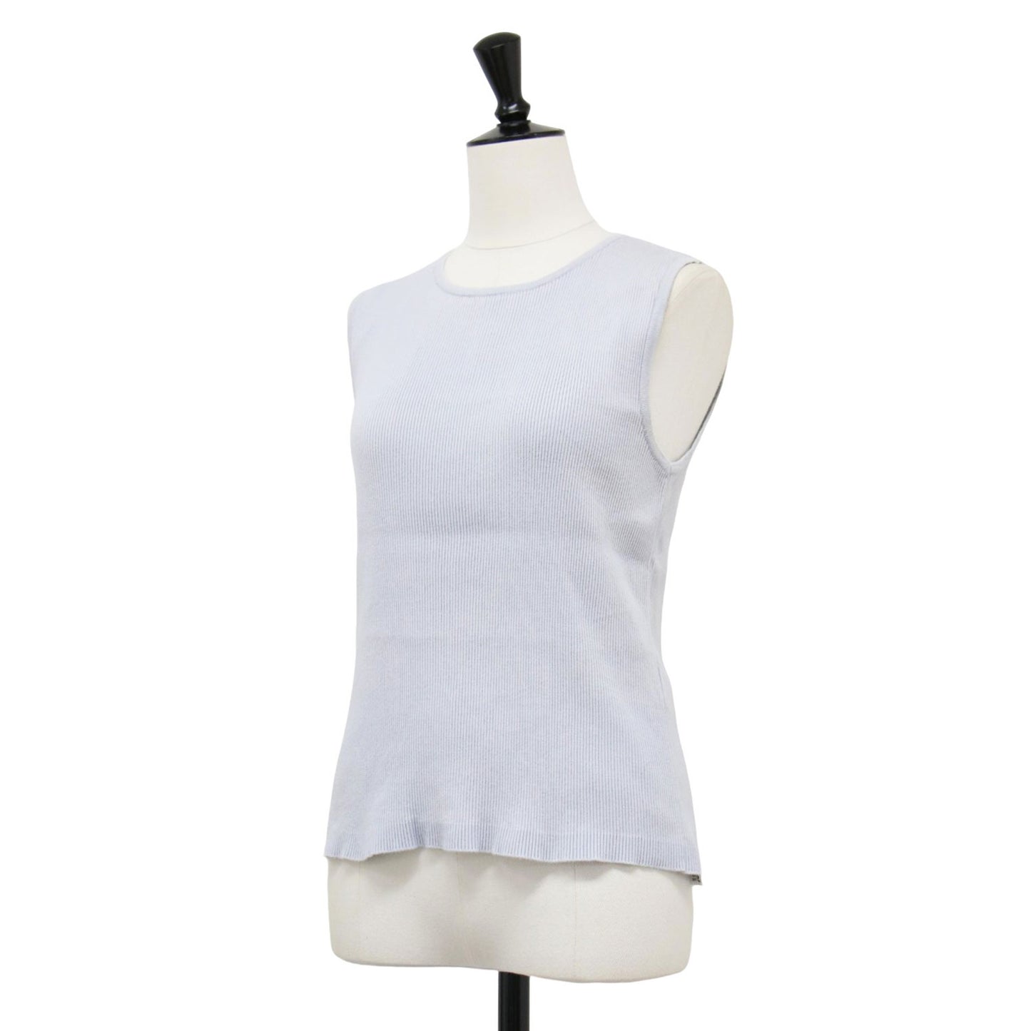 ハイゲージ ノースリーブ リブ ニット / HIGH GAUGE RIB KNIT SLEEVELESS タンクトップ クルーネック コットン