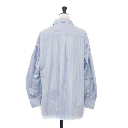 25春夏 シグネチャー ストライプ シャツ / Signature Stripe レギュラーカラー 長袖 ドロップショルダー バルーンスリーブ センターボックス コットン ウォッシャブル
