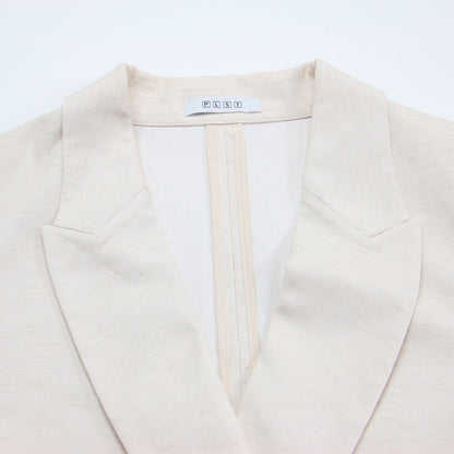23春夏 リネンブレンド ダブル ジャケット / 長袖 メタルボタン スリット オーバーサイズ コットン