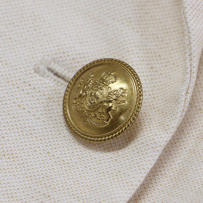 23春夏 リネンブレンド ダブル ジャケット / 長袖 メタルボタン スリット オーバーサイズ コットン