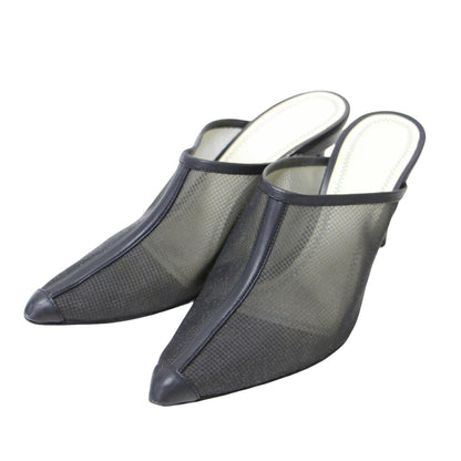 メッシュ ミュール サンダル / ヒール ポインテッドトゥ レザー